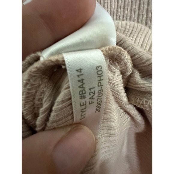 J.Crew Square Neck Ribbed Long Sleeve Basic Shirt Tan Cotton Blend Size Medium - Picture 5 of 5